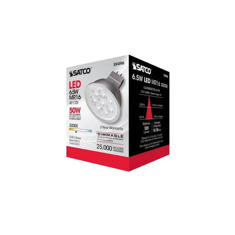6.5 Watt Dimmable MR16 LED Bulbs Low Voltage 12 Volt GU5.3 Base, 3000K Soft White, 40 Degree Beam, Enclosed Fixture Approved, 12 Pack