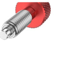 Spring Plunger Kit 8 Piece Quick Release Pins With Knurled Handles Stainless Steel Lock M6 close-up on red knurled handle.