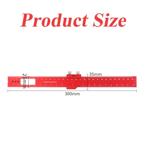 Woodworking Ruler With Adjustable Guide And 45 Degree Reference, Pro Grade Measuring Layout Ruler, 300mm size with metric markings