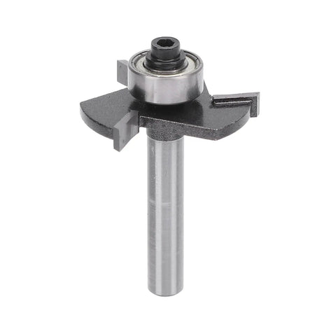 T Shaped Router Bit With One Quarter Inch Shank, Three Teeth Ball Bearing Slotting Cutter For Wood And Plywood, Five Thirty Second Inch Cutting Height