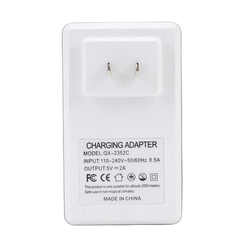 Rock Solid UPS Power Supply Plug And Play 2600 mAh Battery Backup Emergency System back of charging adapter with specs.