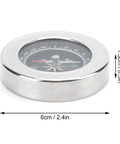 Close-up of Mini Stainless Steel Compass For Camping And Hiking, showing 60mm portable lightweight design, on white background.