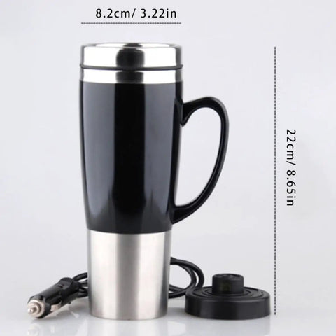No Fuss Road Ready Stainless Steel Car Water Kettle Portable Travel Mug Rapid Boil Coffee Heater with secure lid and smooth pour.
