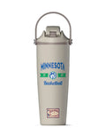 Heavy Duty 32 Oz Insulated Stainless Steel Water Bottle Features Minnesota Timberwolves Logo with a secure lid.