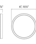 Diagram of Geos 10-In LED Round Low-Profile Flush Mount Light 2700K Titanium Finish with dimensions and side view.