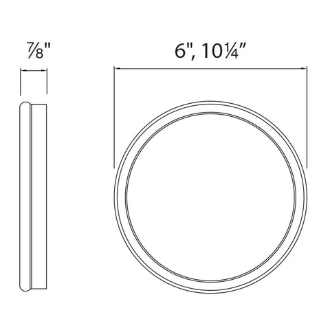 Diagram of Geos 10-In LED Round Low-Profile Flush Mount Light 2700K Titanium Finish with dimensions and side view.