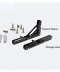 Foldable Triangular Stainless Steel Wall Shelf Brackets Set Of 2 for Adjustable Table Support, space saving display