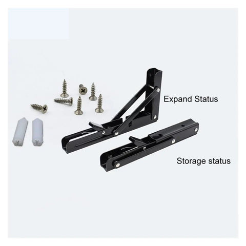 Foldable Triangular Stainless Steel Wall Shelf Brackets Set Of 2 for Adjustable Table Support, space saving display