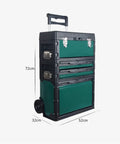 Rollin Tool Storage Chest For Garage And Shop Large Stackable Upright Trolley Toolbox With Removable Tray Mobile On Wheels
