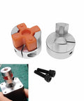 Flexible Aluminum Plum Jaw Spider Shaft Coupling For 8mm To 10mm Shafts, perfect for servo and stepper motors, includes screws.