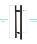 71-Inch Double-Sided Push Pull Door Handle in Matte Black SUS304 Stainless Steel, Built Tough Heavy-Duty Ladder Pull for Commercial Glass, Residential Wood Barn and Metal Doors, 1800 x 38mm, front view