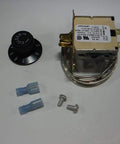 Temperature Control Kit OEM Replacement Part For Commercial Refrigeration Equipment includes dial, thermostat, connectors, and screws.