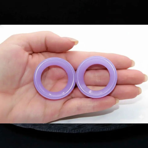 Lavender Opalite Hollow Glass Ear Plugs Gauges 10mm To 00 Gauge Hollow Tunnel Ear Stretchin Saddle Style Premium Body Jewelry