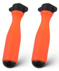 Badass Round File Handles Two Pack With Quick Adjust Nut And Comfy Grips Designed For Chainsaw Touch Ups and Backyard Projects. Orange grips with black ends.
