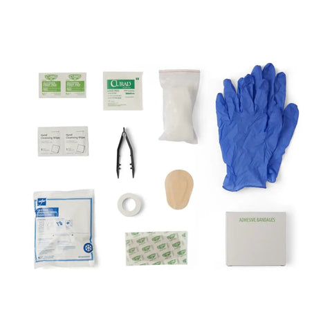 Components of 175 Piece Complete First Aid Kit In Reusable Hard Case With Essential Supplies For Home Office Car And Boat Built Tough