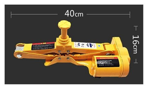 No Sweat Electric Trailer Jack With Wireless Remote, Portable 2.5 Ton Car Lifter, yellow metal car jack 40cm by 16cm dimensions.