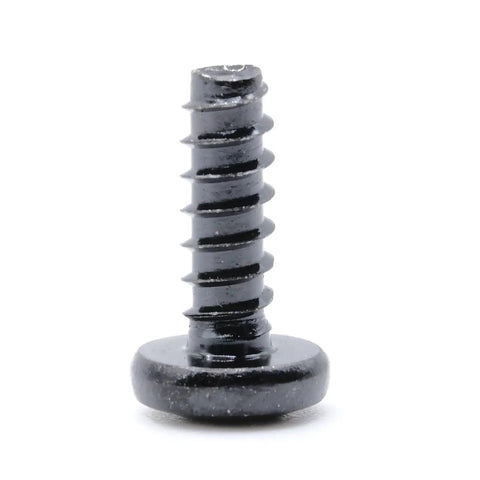 Contractor Grade ST4 X 12 Mm Pan Head Phillips Self Tapping Screws With Blunt Tip Black Oxide Steel Fasteners close-up view.