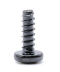 T4 X 12Mm Metric Self Tapping Screws With Pan Head And Phillips Drive Black Oxide Steel, close-up view of screw.