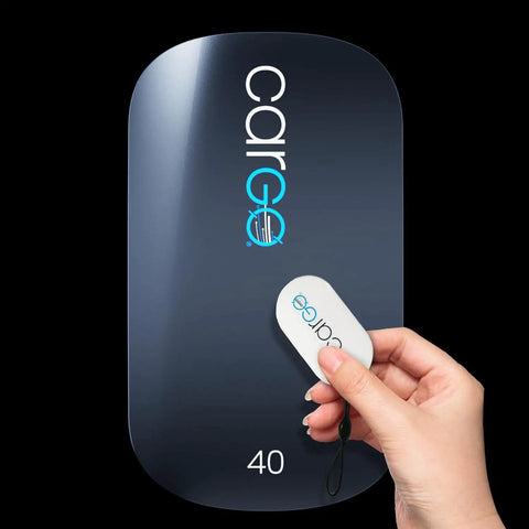 Hand holding RFID card near Level 2 EV Charger 40 Amp Fast Home Charging With Battery Health And Battery Life Monitoring, 5G Ready Smart Home EV Charger, WiFi And 4G App Control, Adjustable Charge Rate, OCPP 1.6J, UL Listed, Weatherproof J1772 unit.