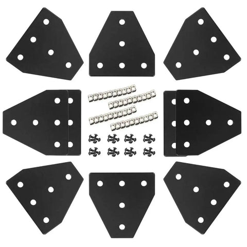 10 Pack 2020 T Plate Corner Bracket For 8020 Aluminum Extrusion T Slot Connector With 50 T Nuts And Screws Black Finish Wrench Included