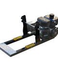 Real Deal Gas Powered Ladder Hoist With 250 Pound Capacity And 28 Foot Reach Built Legit For Roofing Gig with aluminum sections and smooth brakes.