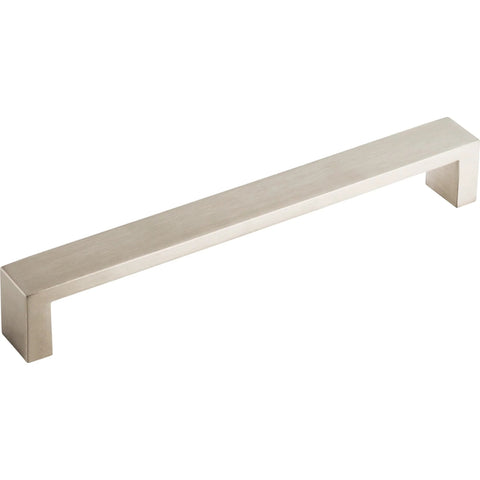 Sanctuary II 7 Inch Bar Pull TK252BSN Brushed Satin Nickel Modern Metro Style, zinc alloy construction, side view.