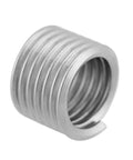 Close-up view of a single 304 stainless steel M6x1.0x1.5D thread insert from the 100 Pcs Wire Thread Inserts Kit 304 Stainless Steel M6x1.0x1.5D Thread Repair Inserts For Aircraft And Automotive Repairs Assortment Set For Heavy Duty Fastener Fixes.