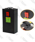 Heavy Duty 24 Volt 20AH Electric Stacker Truck Battery Pack With Smart Bms Protection For Long Life Cycles And Fast Charging Action, side view with connectors.