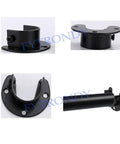 Stainless Steel Three Quarter Inch Wardrobe Closet Rod Bracket U Shaped Open Socket Bracket For Shower Curtain Rod Ends Supports Flange Black Edition Beefy Rock Solid Durable Easy Install black U-shaped rod bracket with screws and mounted closet rod