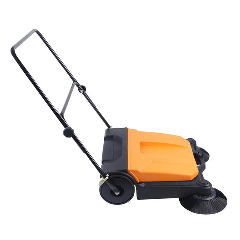 Heavy Duty 26 Inch Walk Behind Floor Sweeper With Foldable Handle And Sturdy Nylon Brushes For Durable Home Garage Cleaning Use No Electricity Needed Easy Maneuver Sweep