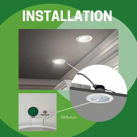 Installation detail of 8 Inch Recessed Led Downlight With Emergency Battery Backup Offering Slick Tunable White Settings.