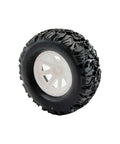 4Pcs RC Car Wheel Set With Rubber Tires And Metal Shaft Axles, Dope 55mm Diameter Wheels, side view of a single wheel