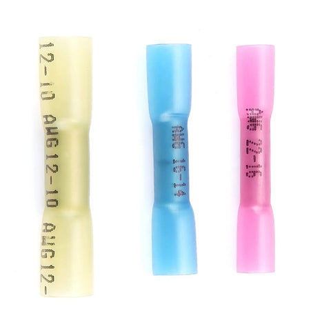 300 Pcs Heat Shrink Wire Connectors Assortment Kit With Insulated Sleeves, Red Blue Yellow Butt Terminals For Car Wiring, Waterproof Seal Against Elements And Vibration, Easy Color Code For Quick Hook Ups, yellow blue pink connectors