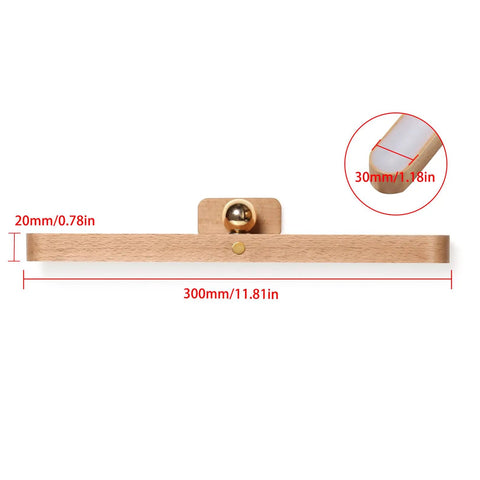 Wooden Vanity Light Bar With 360 Degree Magnetic Rotatable Led USB Rechargeable And Battery Powered Dimmable Warm White Lighting For Makeup Mirror Bedroom Or Bathroom Vibes Brown Finish, dimensions 300mm x 20mm x 30mm