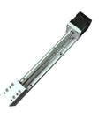 Linear stage actuator, side view with aluminum rail and lead screw, NEMA 14 motor (150mm travel)