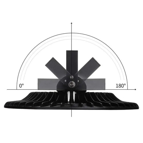 Side view of a 10 Pack 500W UFO LED High Bay Light Workhorse With 50000LM 6500K Daylight White Ultra Thin IP65 Waterproof Commercial