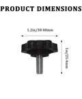 6 Pcs Griddle Replacement Knobs And Stand Screws Set With M6 X 16mm Thumbscrews, black knob with dimensions shown, side view