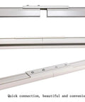 Adjustable Aluminum Curtain Track System Ceiling Mount 3.6ft To 7.2ft Length Flexible Room Divider With Runners And Hooks Easy Install White Finish No Fuss For Windows And Room Privacy. Aluminum ceiling track connectors and runner detail, white finish