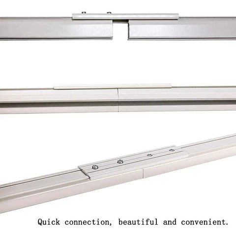 Adjustable Aluminum Curtain Track System Ceiling Mount 3.6ft To 7.2ft Length Flexible Room Divider With Runners And Hooks Easy Install White Finish No Fuss For Windows And Room Privacy. Aluminum ceiling track connectors and runner detail, white finish