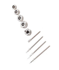 Stainless Steel Watch Repair Kit With Spring Bar Pins Crown Remover And Link Tool Set showing assorted crowns and bars