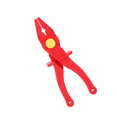Heavy Duty 1000V Insulated Needle Nose Pliers Rock Solid Wire Cutter With Rugged Plastic Handles For Live Circuit Work And Top Shelf Precision On Any Quick Electrical Job, red color, ergonomic design, precise cutting tips.