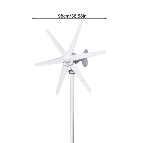 Front view of 800W Wind Turbine Generator Kit With Six Blade Windmill For Home Easy Install Off Grid Power 12V 24V Compatible