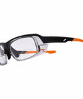 Kickass Real Deal Bifocal Photochromic Reader Safety Glasses With Side Shields Antifog UV400 Blue Light Blocking Plus 2.5 Magnification profile view.