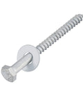 Wood Lag Bolts For Outdoor DIY Projects Quarter Inch By Three Inch 100 Count With Flat Washers Heavy Duty Outdoor Grade Hex Head Screws For Strong Wood Joints Corrosion Resistant By HROMIGRY, side view showing the hex head and washer.