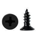 Premium Black Stainless Steel Wood Screws Featuring Flat Phillips Heads Rust Resistant Finish Smooth Driving Action Ideal For Plywood And Softwoods 100 Pack Size 4 By Half Inch side view of flat head and sharp tip