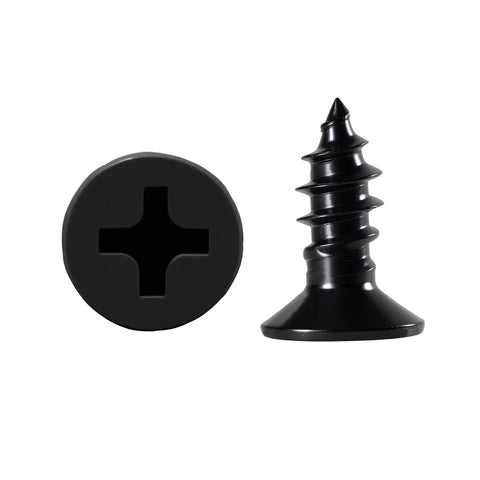 Premium Black Stainless Steel Wood Screws Featuring Flat Phillips Heads Rust Resistant Finish Smooth Driving Action Ideal For Plywood And Softwoods 100 Pack Size 4 By Half Inch side view of flat head and sharp tip