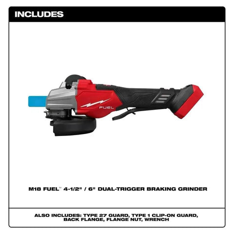 No Drama Brushless Variable Speed Angle Grinder 4 5 6 Inch Smooth Operator Power Tool with dual-trigger braking feature.