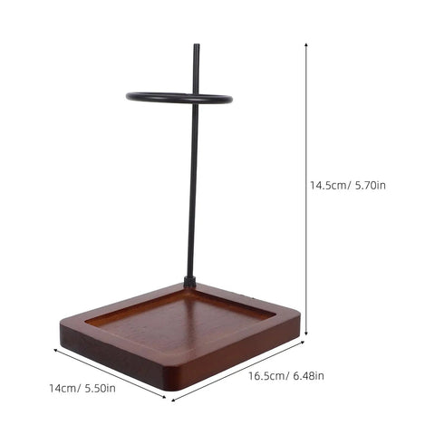 Top Shelf Wood Coffee Dripper Stand Built Tough With Stainless Base, measurements 14.5cm x 16.5cm, perfect for pour over brewing.