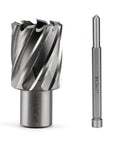 Annular cutter and HSS drill bit set, 1-3/16 in dia cutter with Weldon shank, 2-piece kit for magnetic drill press