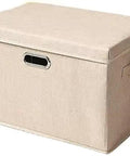 Heavy Duty Fabric Storage Bins With Snap On Lids Stackable Khaki Storage Boxes Thick Textured Cover Built Tough As Nails Holds Twenty Pounds